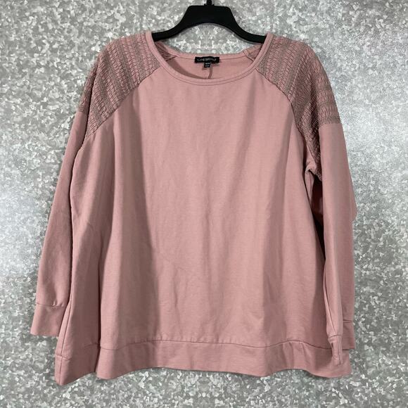 Lane Bryant Women's Plus Size Pink Smocked Shoulders Sweatshirt - Size 26/28 - Picture 1 of 6